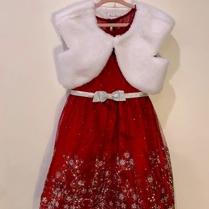 Girls holiday dress w faux fur bolero